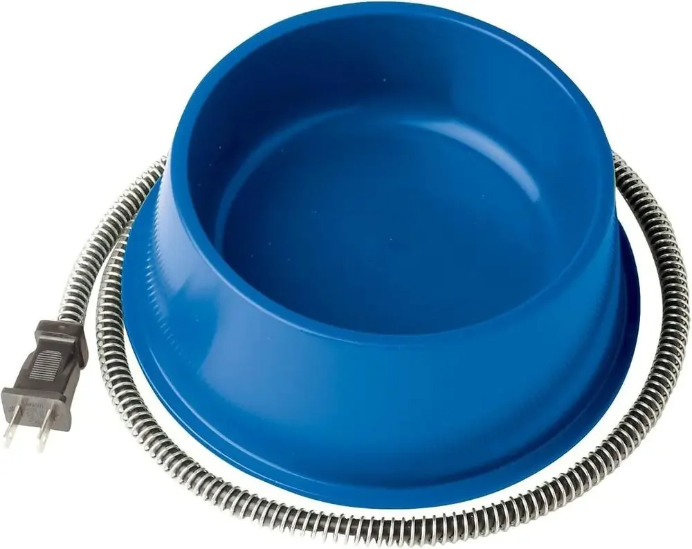 1 Quart Plastic Heated Pet Bowl Anti Chew Cord 25 Watts Power Rabbits Dogs Cats